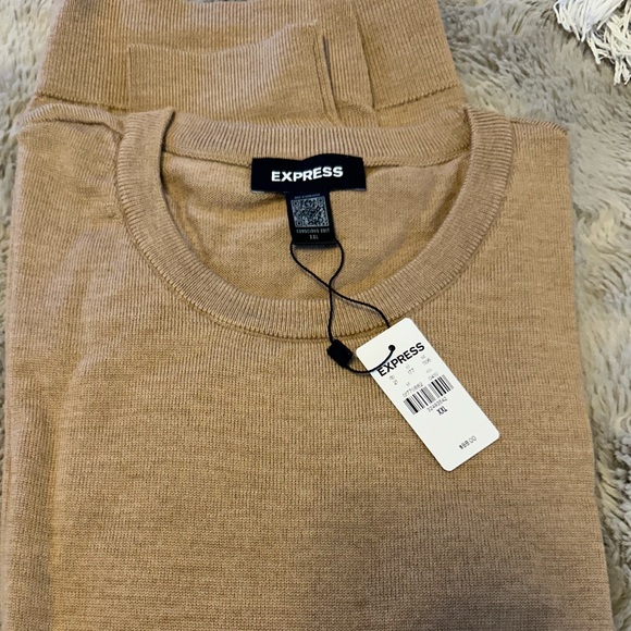 Nwt - express merino wool crew neck sweater size xxl color camel - Picture 4 of 10